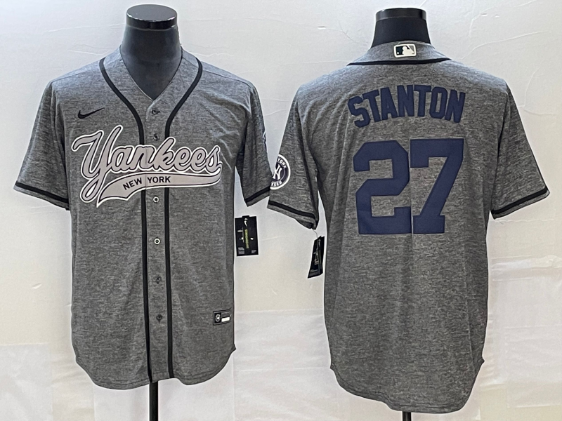 Men's New York Yankees Giancarlo Stanton #27 Gray Jersey Joint Edition